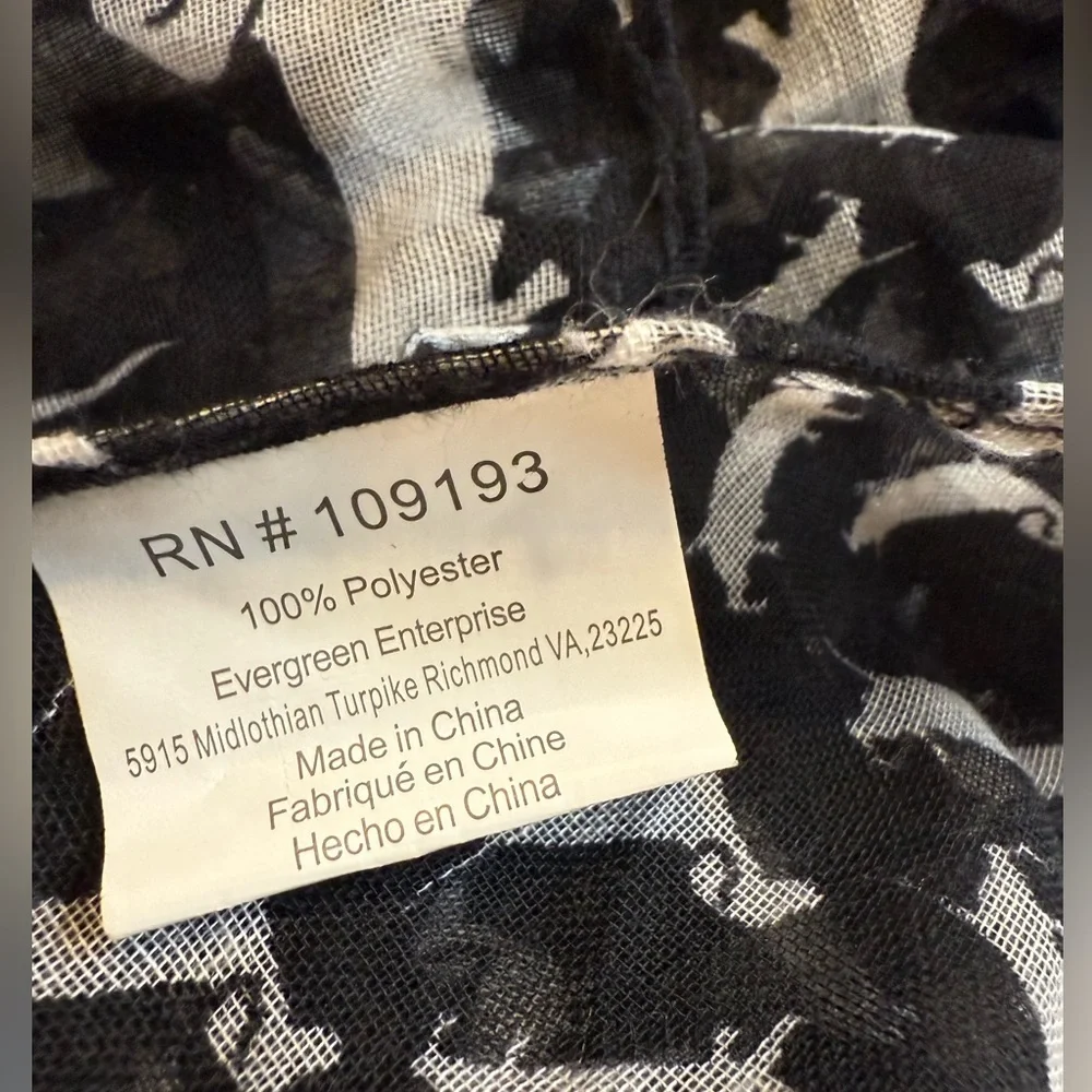 Daschound Print Scarf Long Black White
